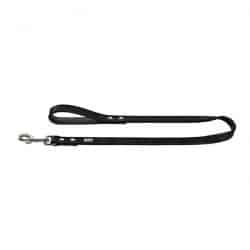 Leash Basic 18/100 nickel-plated – Split-leather black/Nappa black – 100cm / 3.3′