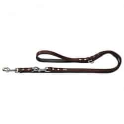 Training Leash Basic 13/200 nickel-plated – Split-leather stone/Nappa black – 200cm/6.6′