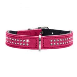 Collar Diamond petit 30 nickel-plated – Nappa pink/black – 23-27cm/9″-10.6″