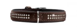 Collar Softie Deluxe 40 nickel – Art-Nubuk brown/Nappa black – 28-34cm / 11-13.4″