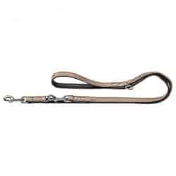 Training Leash Basic 18/200 nickel-plated – Split-leather brown/Nappa black – 200cm/6.6′