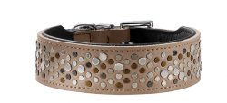 Collar Basic Rivellino 47, neck 38-43,5 cm – Split-leather stone/Nappa black – 38-43.5cm/15″-17.1″