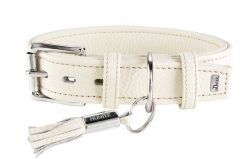 Collar Cannes, 60 – creme, leather – 44-52cm/17.3″-20.5″