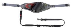 Belt pouch with anti-jerk leash Jasper – black/grey –