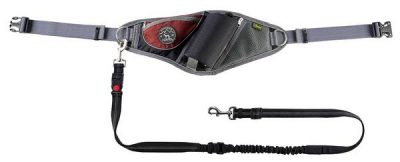 Belt pouch with anti-jerk leash Jasper - red/grey -