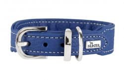 Collar Cannes Mini, 37 – blue, leather – 29-34cm/11.4″-13.4″