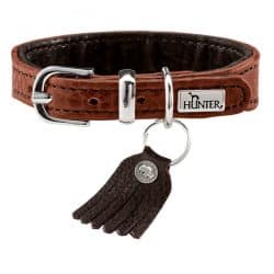 Collar Mini Petit Cody, 30 – Bison leather, dark brown/cognac – 23-27cm/9-10.6″