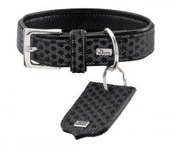 Collar Hella Reflect, 55 – Artificial leather, reflecting, black – 39-47cm/15.3-18.5″